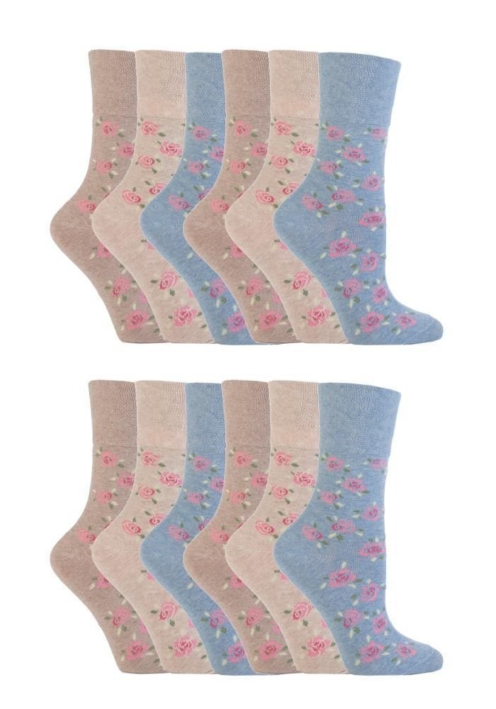 Sockshop Women's Rose 12 Pairs Cotton Gentle Grip Socks 4-8 Uk, 37-42 Eu Gg46