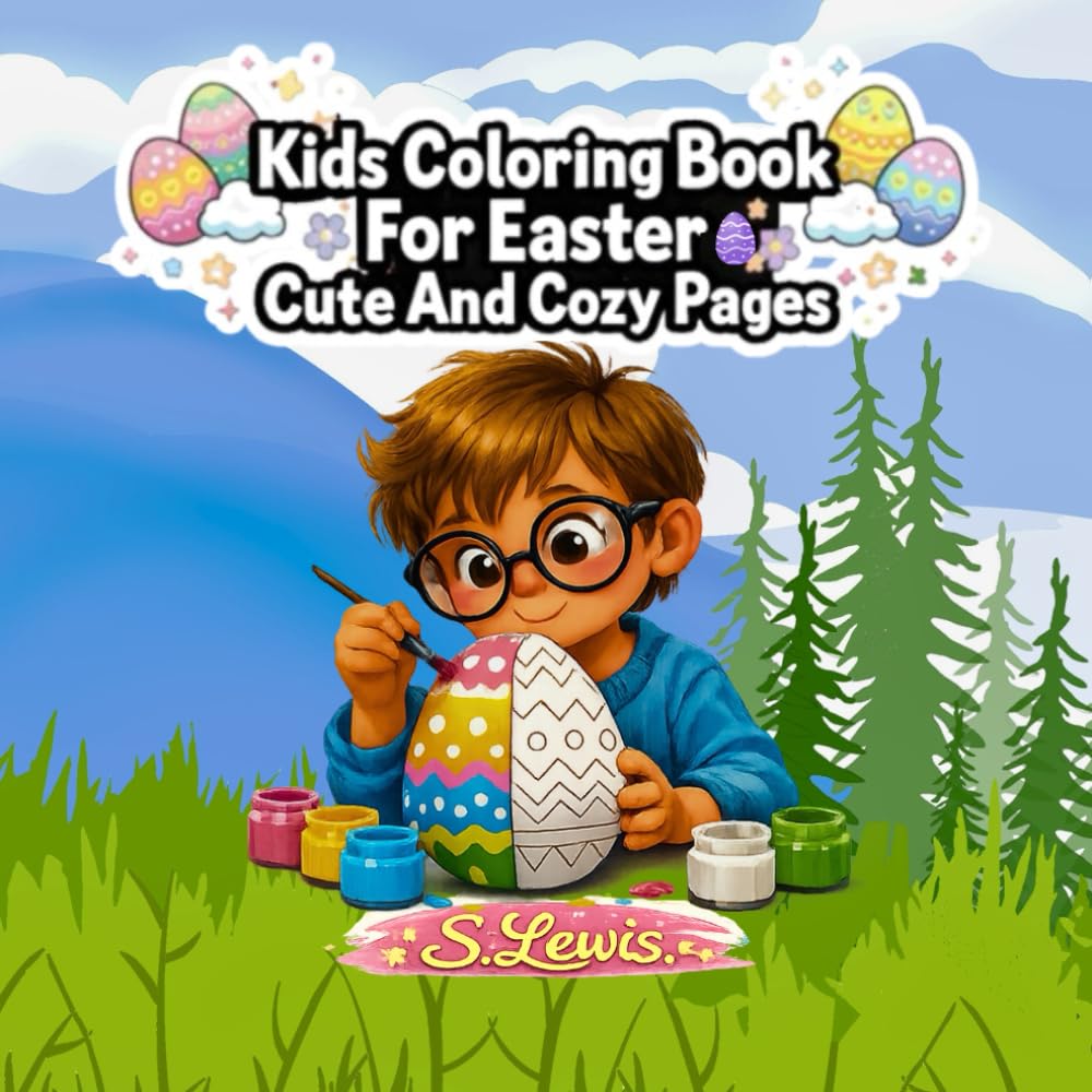 Kids Coloring Book For Easter: Cute And Cozy Pages: Bold and Easy Easter Coloring Book for Kids with Cute Animals, Gnomes, Easter Eggs, and Stress Relief Fun