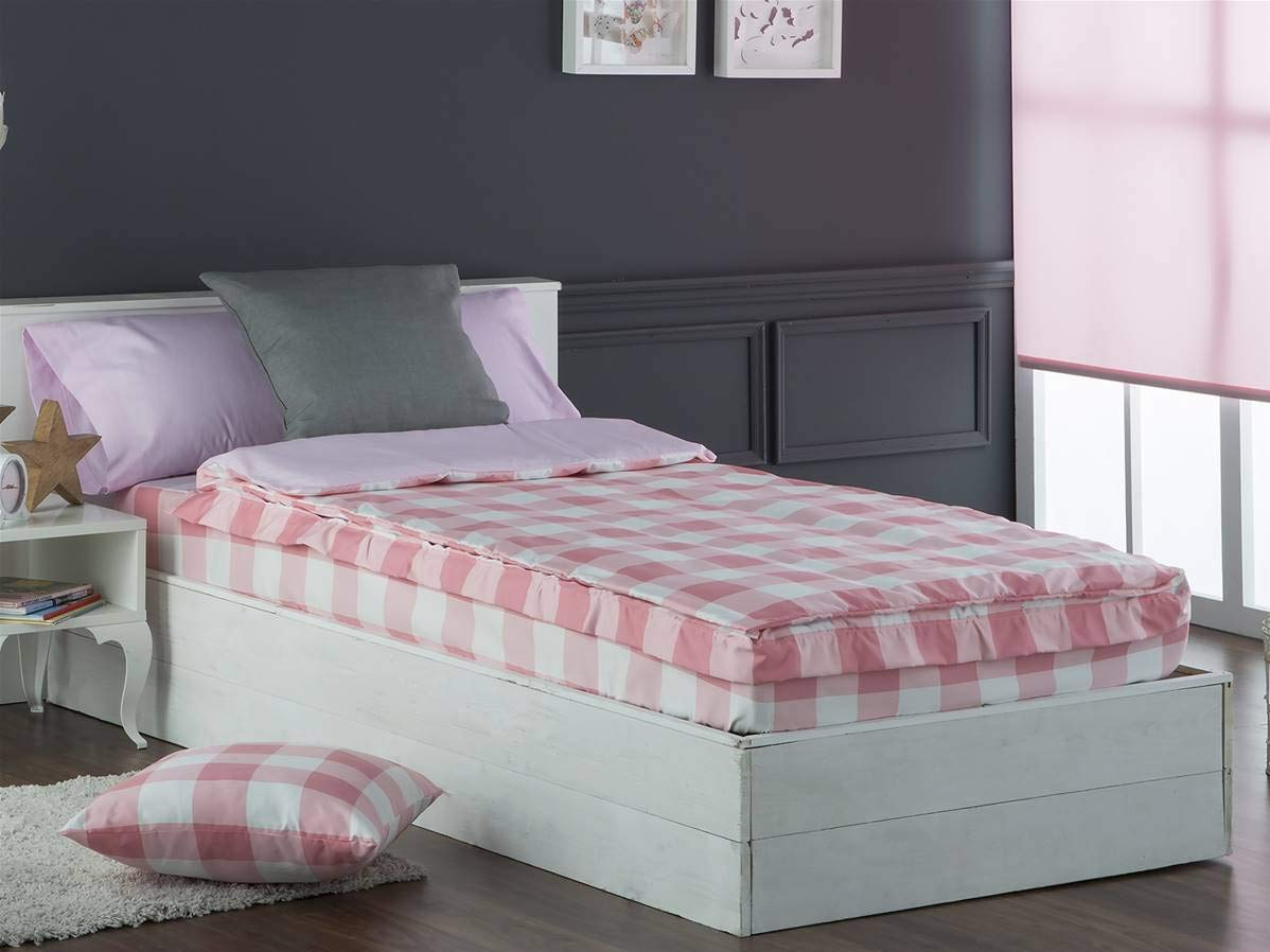 Lanovenanube Saco nórdico Vichy Rosa Cama 90 Infantil sin Relleno | Para camas nido, incluye funda de almohada, tejido 65% poliéster 35% algodón, diseño infantil Vichy