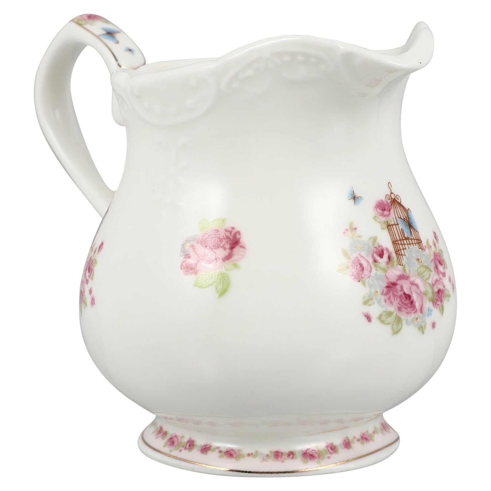 Hohopeti Ceramic Milk Jug with Handle and Spout – Milk Cup and Sauce Cup Set for Coffee, Creamer Pitcher for Kitchen and Dining Use, 250ml Ceramic Creamer Dispenser for Home and Café