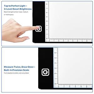 A4 LED Light Box for Tracing and Drawing - Ultra Thin Adjustable Light Table, USB Trace Light UP Pad Screen, Small Copy Board Tracer for Kids Artists, Sketching, Stenciling, and Art Crafting.