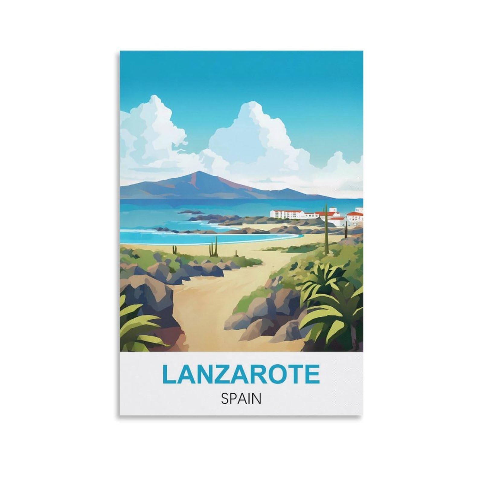 Whcheeh Unframe-Style Lanzarote Spain Vintage Travel Posters 12X18inch(30X45cm) Canvas Art Print Wall Art Decor Picture
