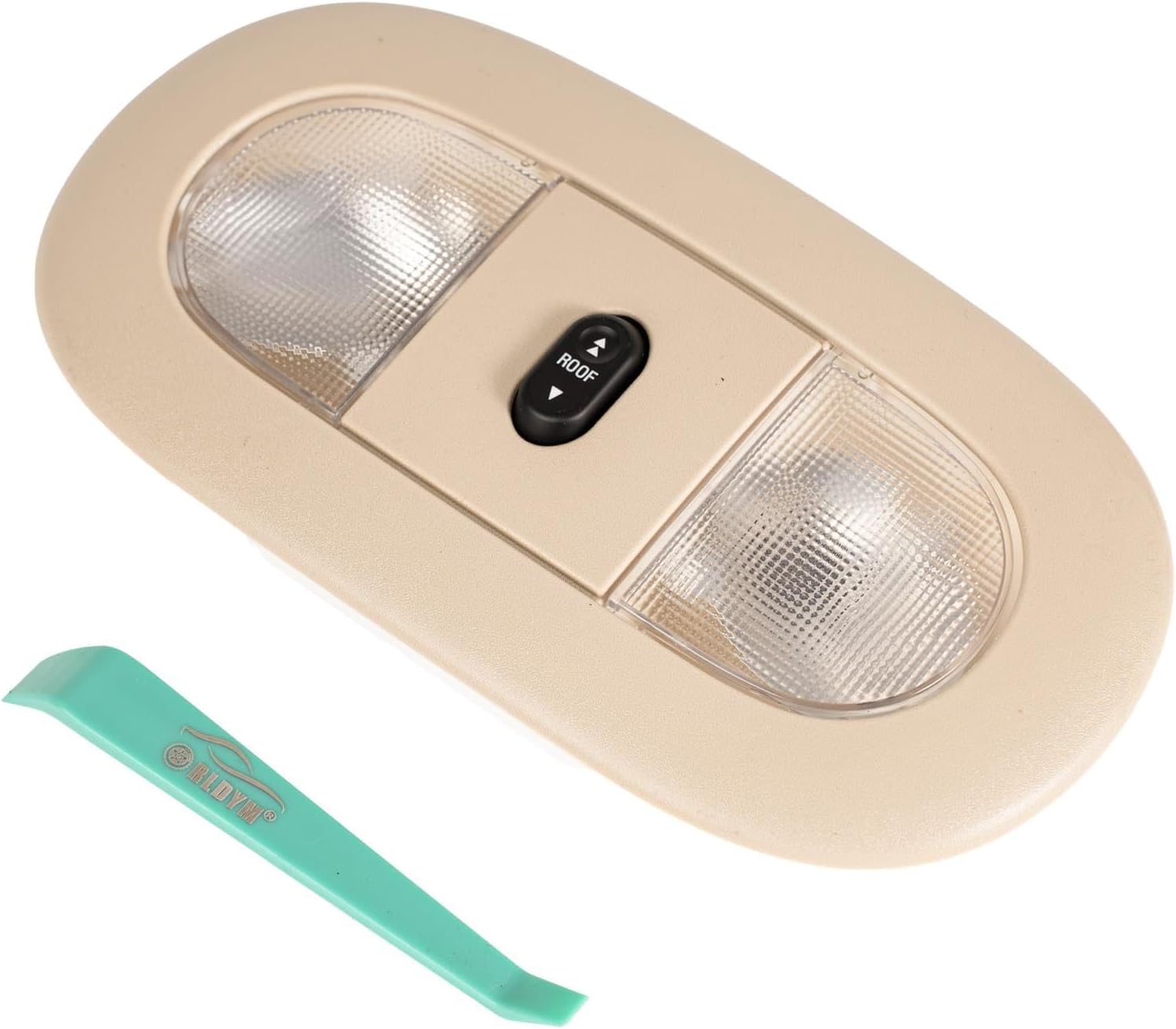 Rldym Overhead Console Dome Map LED Light 8C3Z-25519A70-AA for 2008-2010 Ford F-250 F-350 F-450 F-550 Super Duty, Interior Sunroof Reading Lamp Switch Replace# 4L3Z-13783-AA, D8BZ-13466-A, Tan/Beige