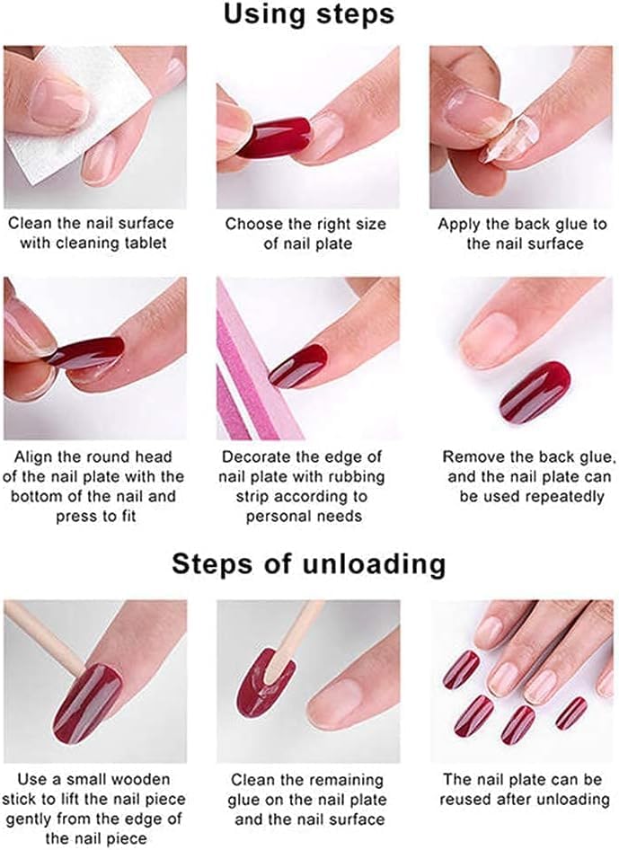 Image of Fashionharbour 24 Reusable Artificial Fake Nail Set| Lightweight & Long Lasting| Easy To Use| Quick Fix For Festivals & Special Occasions (W769)