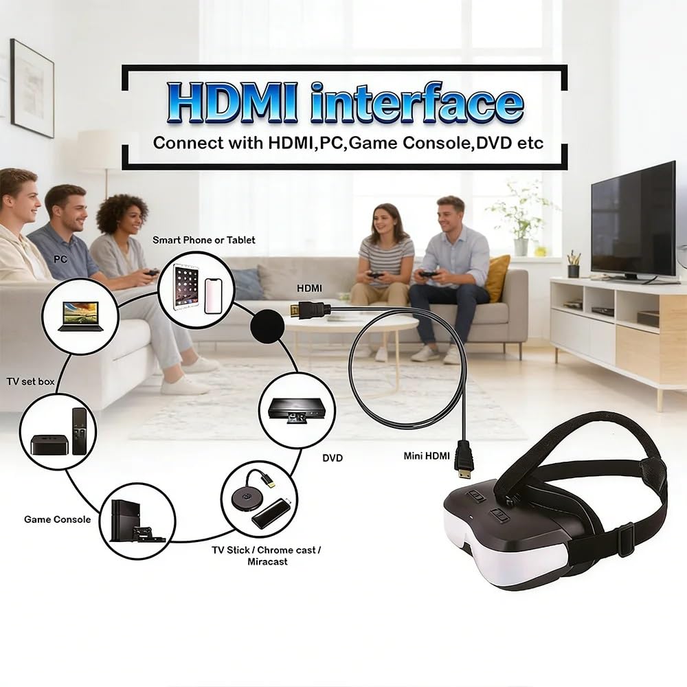 Bigeyes H3 - Cine móvil personal, entrada HDMI, batería integrada, no VR/AR, conecta a varios dispositivos multimedia