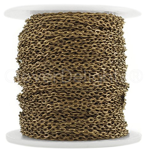 CleverDelights 2x3mm Cable Chain - Antique Bronze Color - 100 Feet