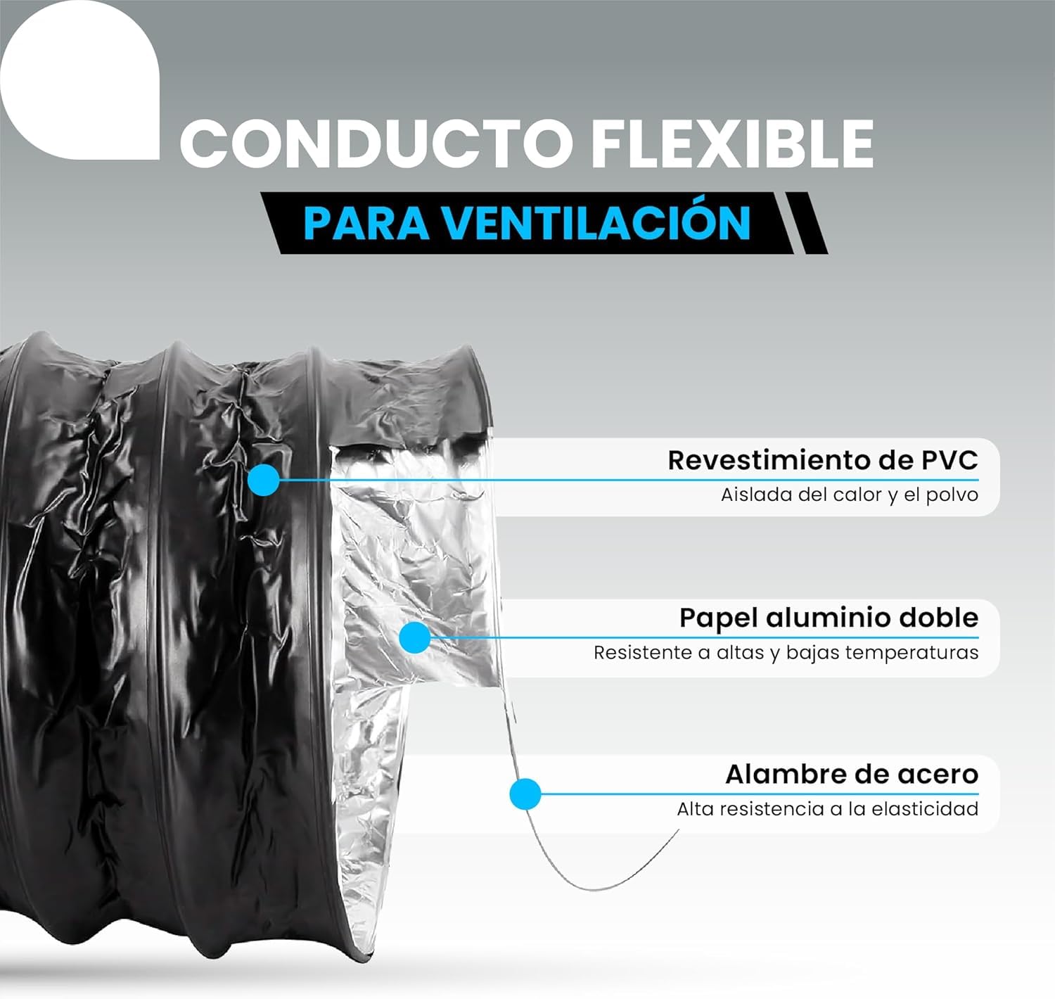 Tubo Flessibile Ventilazione 100 Mm X 10 M | Alluminio | Estrattore Aria - CONTROL GARDEN - Foto 5