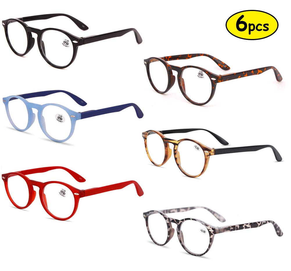 KOOSUFA Lesebrille Herren Damen Retro Runde Nerdbrille Lesehilfen Sehhilfe Federscharniere Vollrandbrille Anti Müdigkeit Brille mit Stärke 0.0 1.0 1.5 2.0 2.5 3.0 3.5
