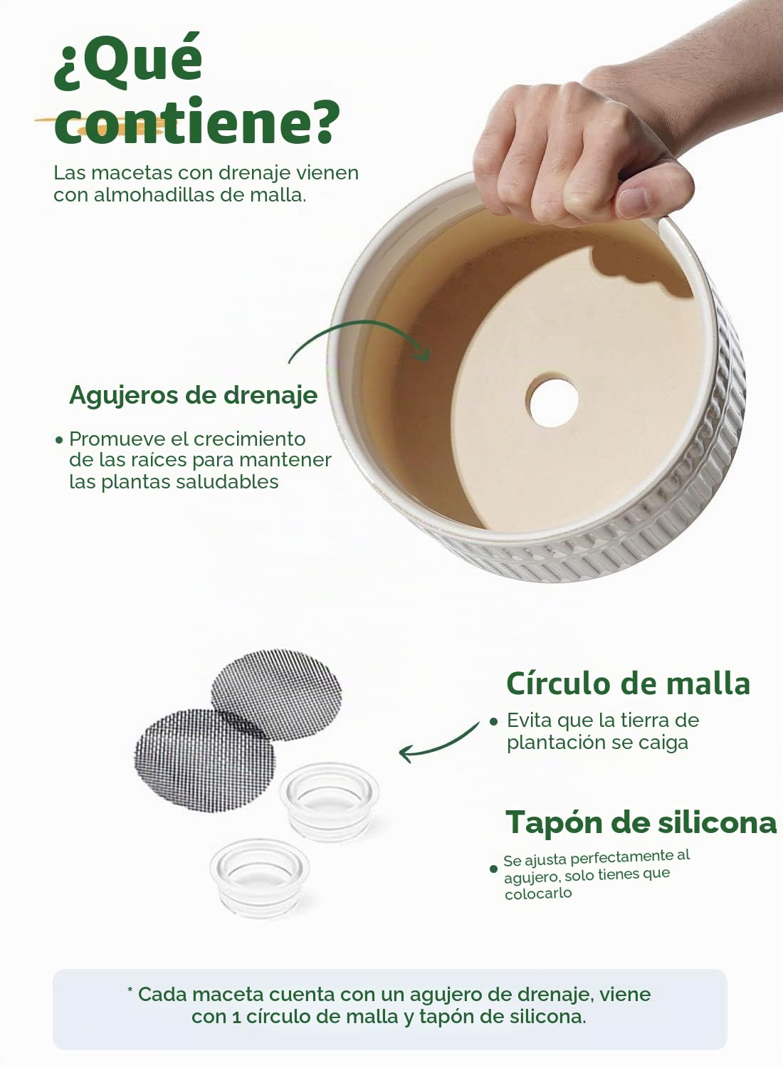 LE TAUCI Macetas para Suculentas, Maceta de Cerámica de Interior de 16,5 + 20 cm con Agujero de Drenaje, Maceta Decorativa Redonda Moderna, Regalos para Mamá, Juego de 2, Esmalte Reactivo Blanco