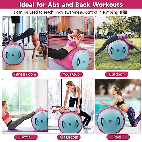 Image of Air Barrel - Air Roller Gymnastics Barrel for Back Handspring Trainer, Air Tumble Mat with Pump for Gym Training /Yoga Balance Exercise /Cheerleading /Home and Outdoor Use