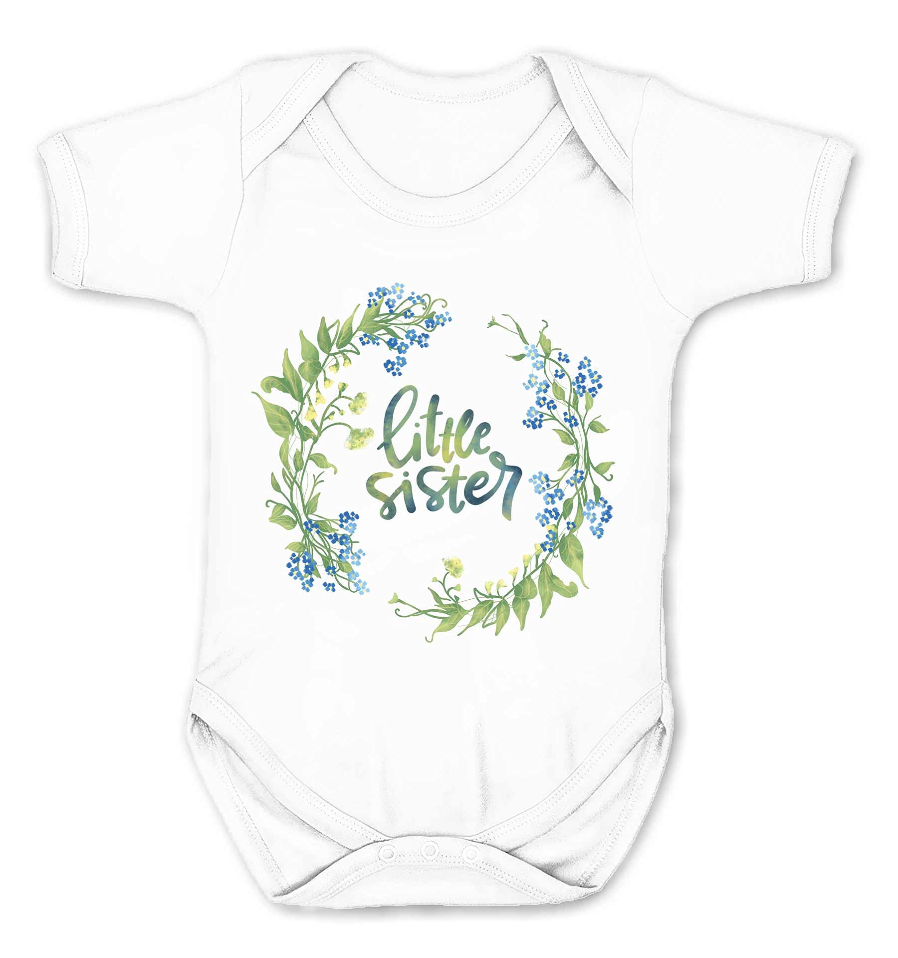 Reality Glitch White Little Sister Flowers Kids Babygrow