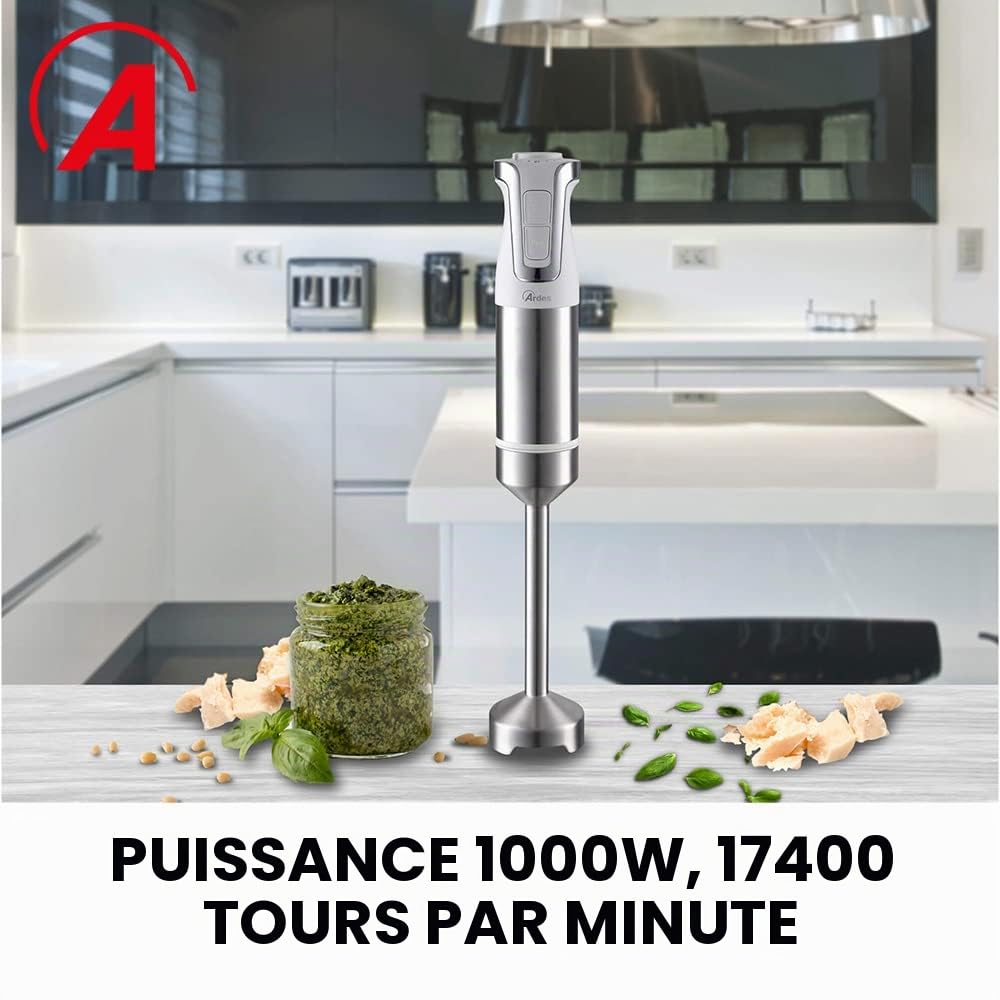 ARDES - ARMIX02 Mixeur plongeant professionnel NEO - Mixeur 4 lames et tige en acier inoxydable - Mixeur 17400 tr/min 2 vitesses