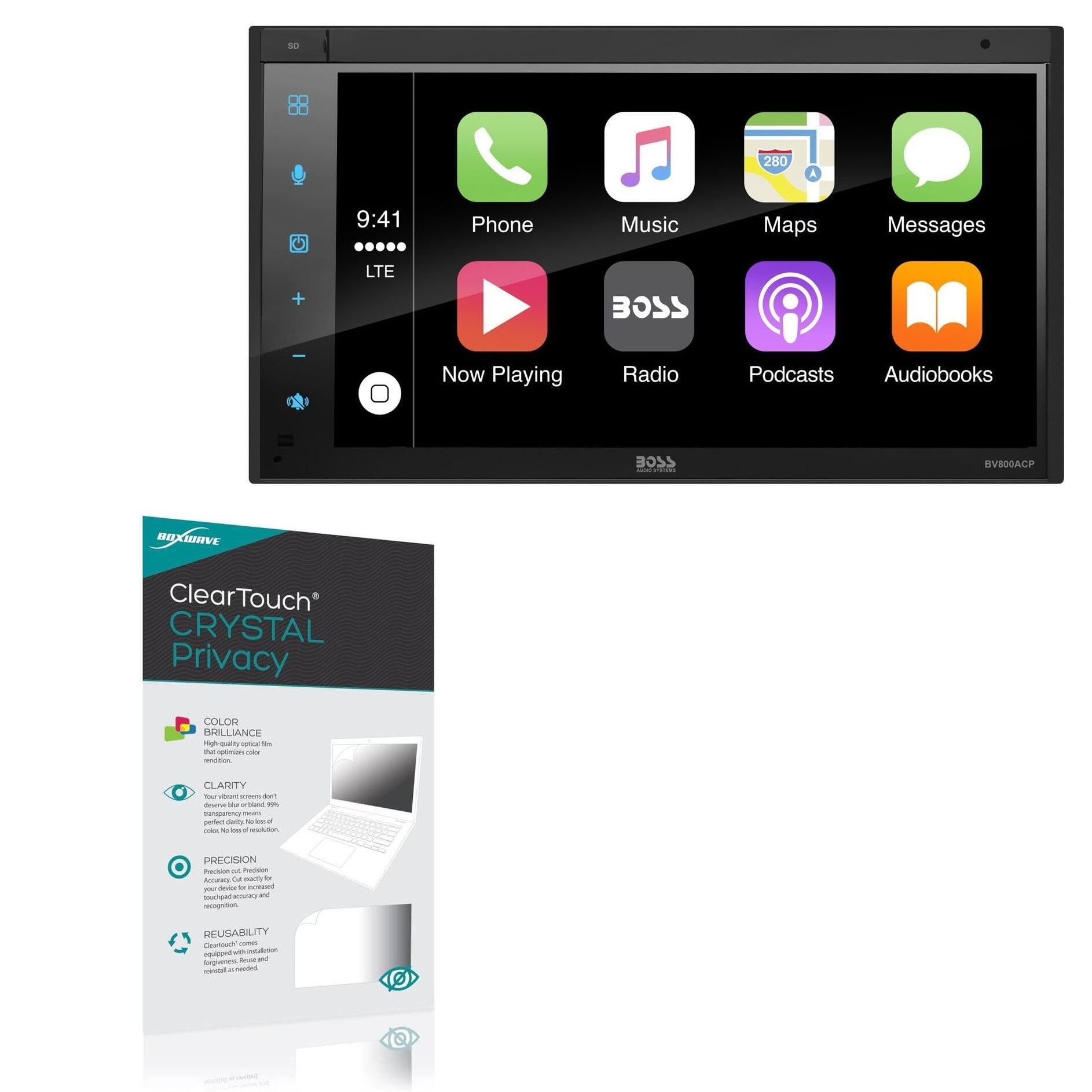 BoxWave Screen Protector Compatible With BOSS Audio BV800ACP - ClearTouch Crystal Privacy (2-Pack), Privacy Screen Protector Flexible Film Clear