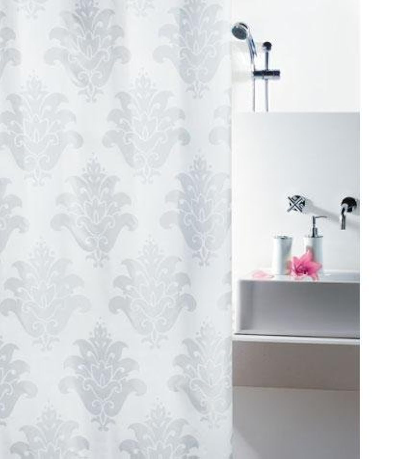 Spirella Textile Curtain Contessa Champagne 180 x 200 1208348, White, Standard