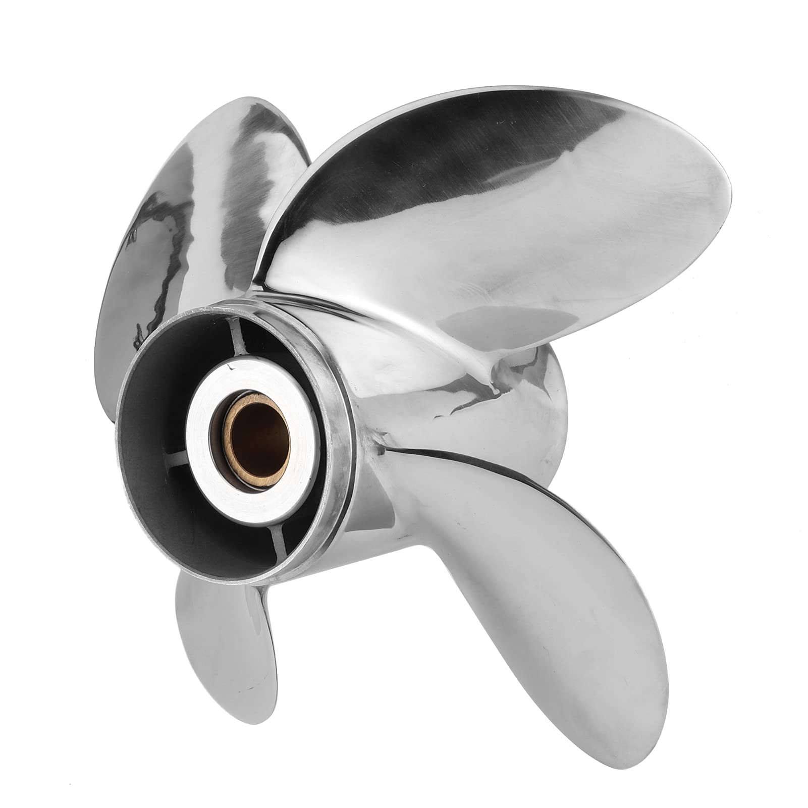 Ausla Außenbordpropeller Edelstahlpropeller 13x19 4 Blätter 15 Zahn Hochschubpropeller Ersatz für DF70A DF80A DF90 DF100 DF115 DF140
