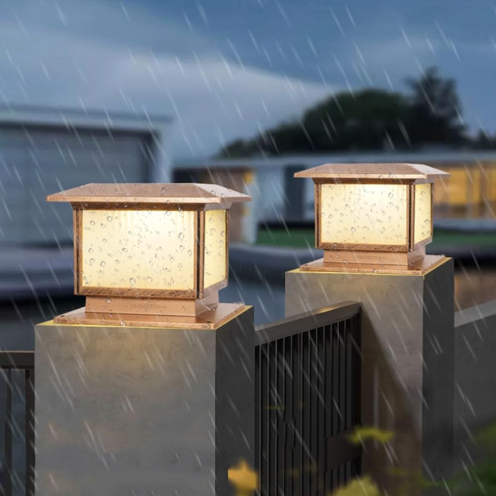 Lámparas Solares Para Postes, Grandes Luces Para Postes Exterior, Modernas Luces Para Columnas IP65 Impermeables Para Pedestal, Pilar, Lámpara Solar Para Columna Valla Terraza Iluminación Exterior