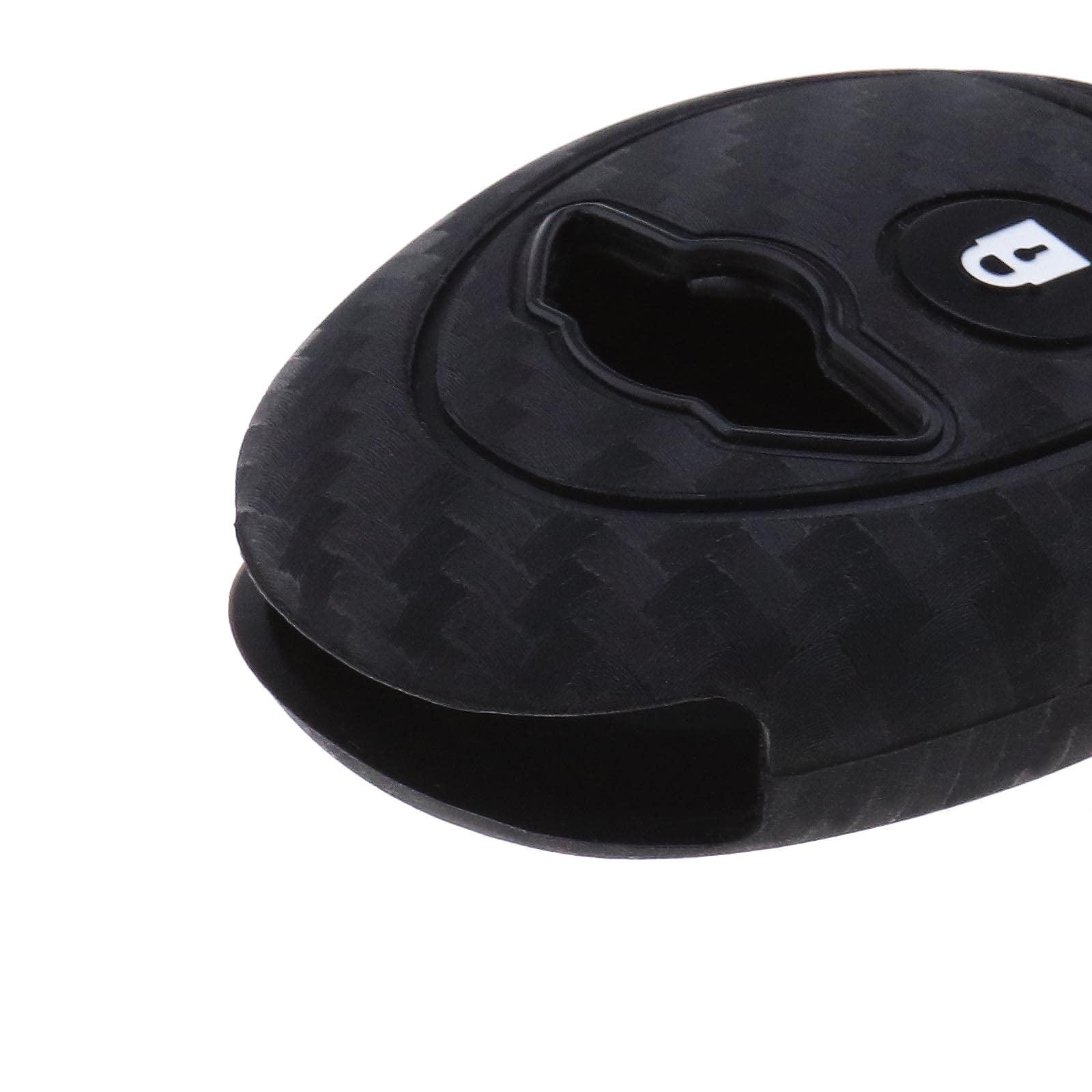 Custodia protettiva a 2 pulsanti in fibra di carbonio con motivo a fibra di carbonio per rimuovere il controllo, compatibile con BMW MINI COOPER R50 R53, colore: nero