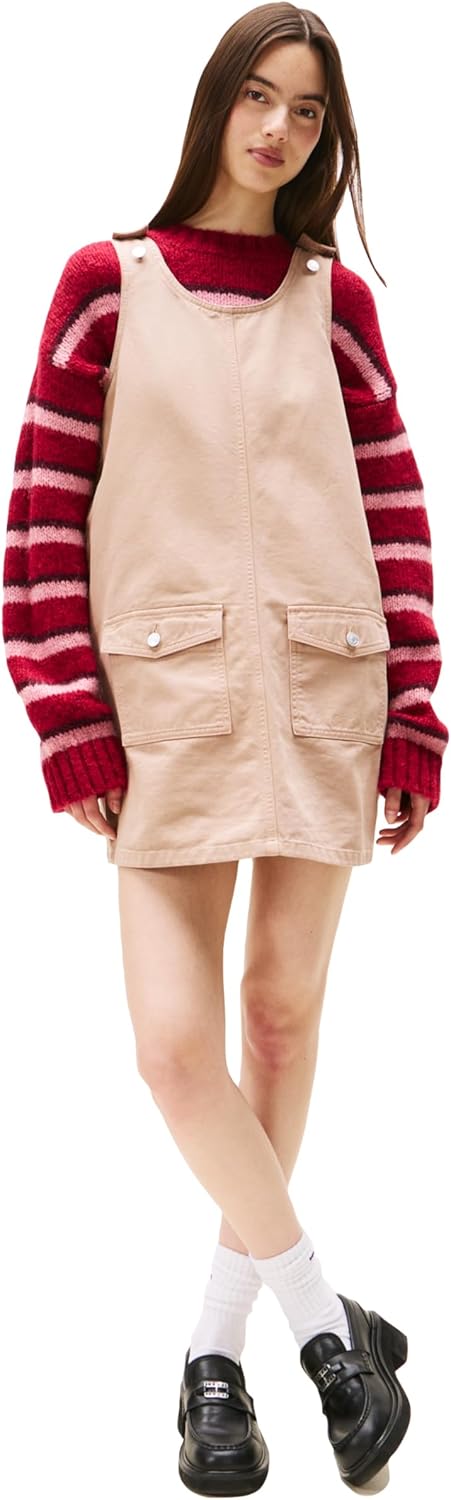 Tommy Jeans Women's Sleeveless Pinafore Dress with Pockets