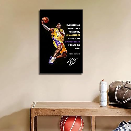 Miniatura 6 de TYPTEK Kobe Bryant - Lienzo inspirador de Mamba negra, póster motivacional con cita de jugador de baloncesto para decoración del hogar y la oficina,