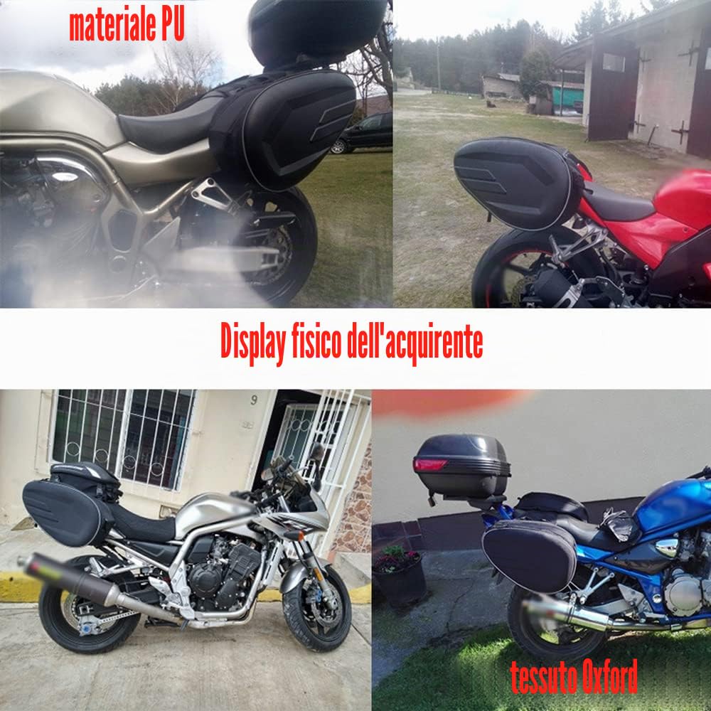 Shkalacar Borsa da Sella per Moto, Borsa Laterale da Ciclismo Organizer Portaoggetti Posteriore Universale 36-58L con Copertura Impermeabile