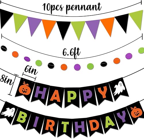 Miniatura 4 de Saliyaa Decoraciones de fiesta de cumpleaños de Halloween, pancarta de feliz cumpleaños, suministros de fiesta de cumpleaños de Halloween,