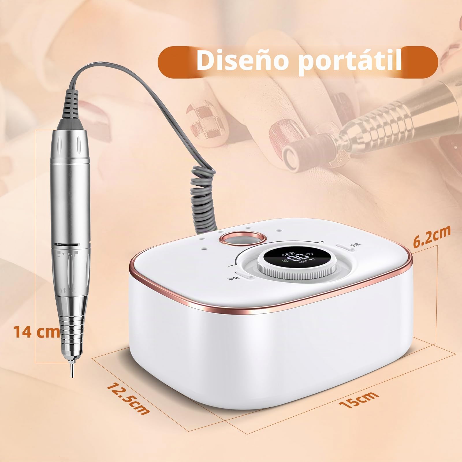 Torno para Uñas Profesional 35000 RPM: Torno para Uñas Eléctrica 13 en 1 Con BateríA de 4000 Mah – Limas de Uñas Profesionales para Manicura y Pedicura