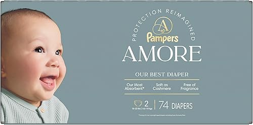 Miniatura 16 de Pampers Amore, talla 2 (10-22 libras), 74 unidades, nuestro mejor pañal