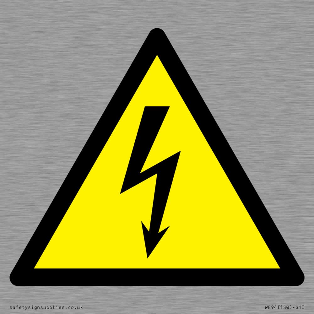 W012 Warning: Electricity Sign - 100x100mm - S10
