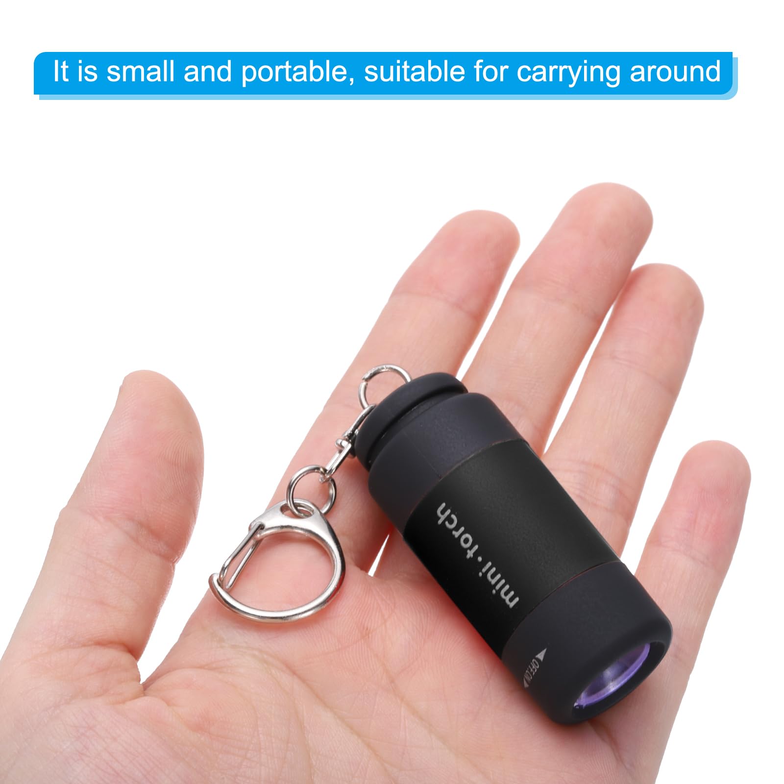 PATIKIL Mini Keychain Flashlight, Pocket LED Flashlight Portable Torch USB Rechargeable for Outdoor Camping Party Black - Image 4