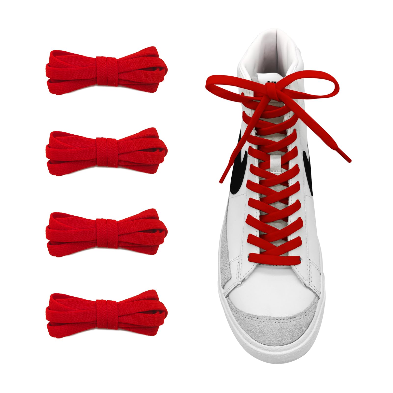 UamGlsob 2 Pairs 5/16" Flat Elastic Shoe Lace, 27"-72" Length Stretch Shoelaces Strings Replacement for High/Low Top Sneakers