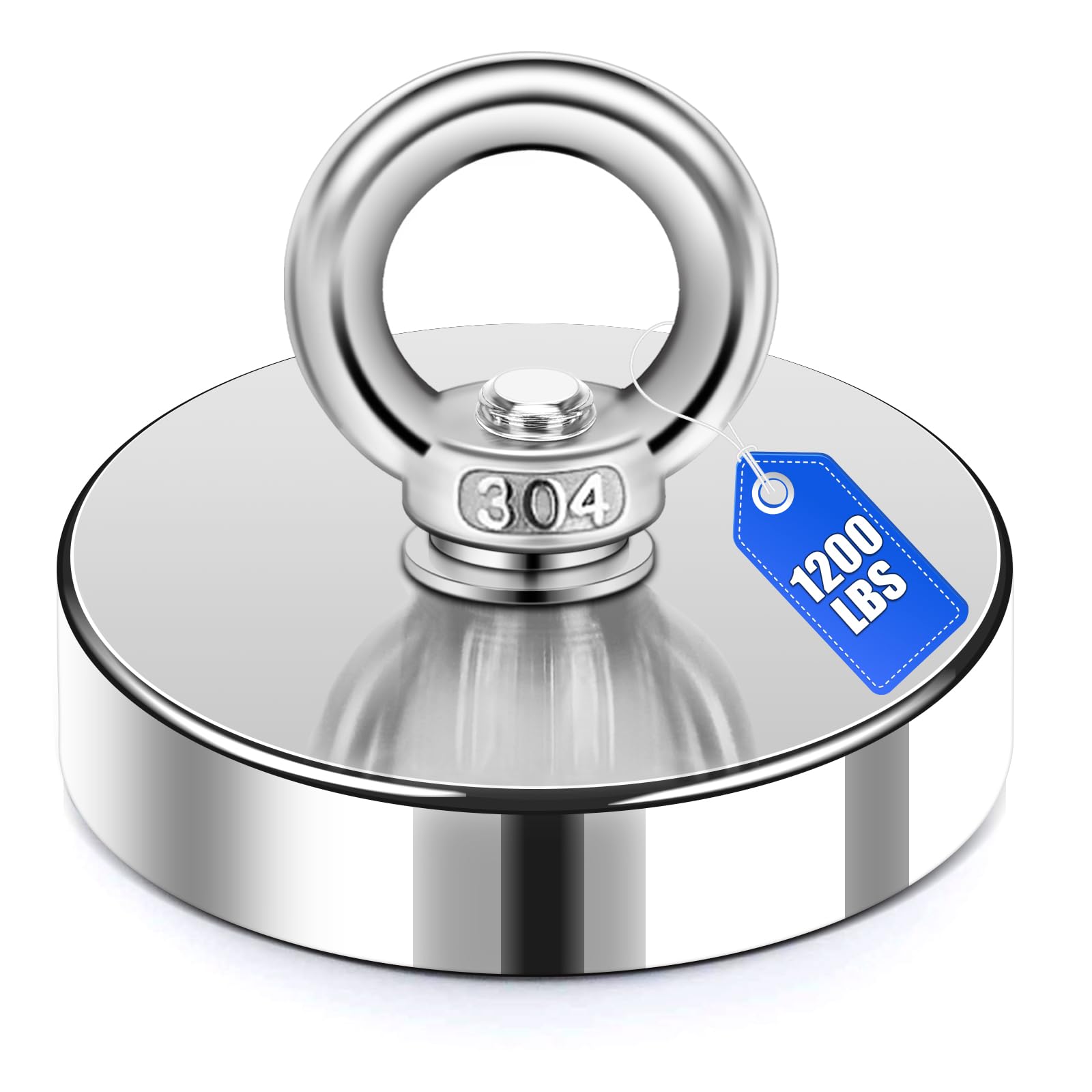 DIYMAG Super Strong Neodymium Fishing Magnets, 1200 Lbs 544 KG Pulling Force Rare Earth Magnet with Countersunk Hole Eyebolt Diameter 3.94 inch(100mm) for Retrieving in River and Magnetic Fishing