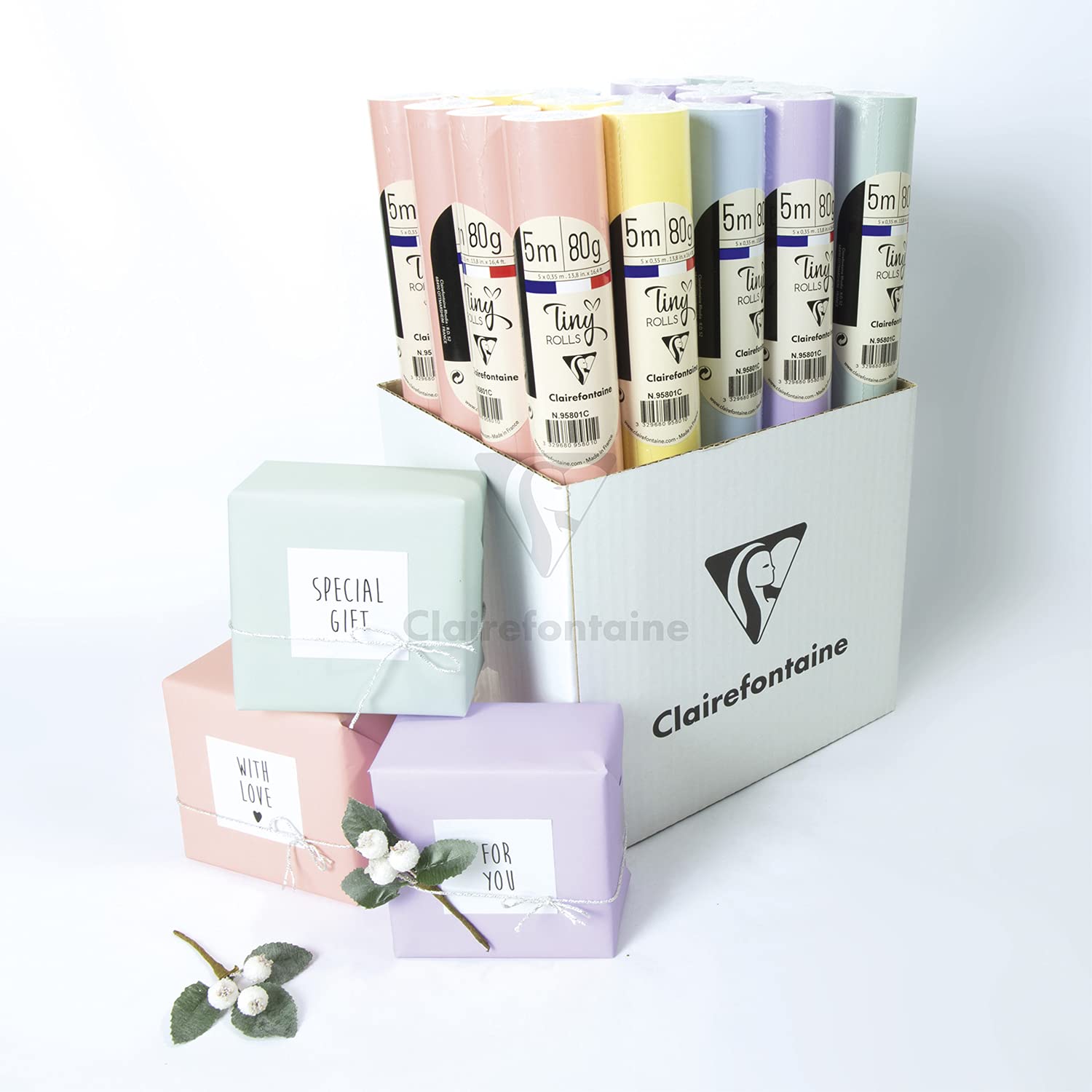 chiaroefotaine 95801C - cartone da 20 rotoli piccoli di carta regalo 5x0