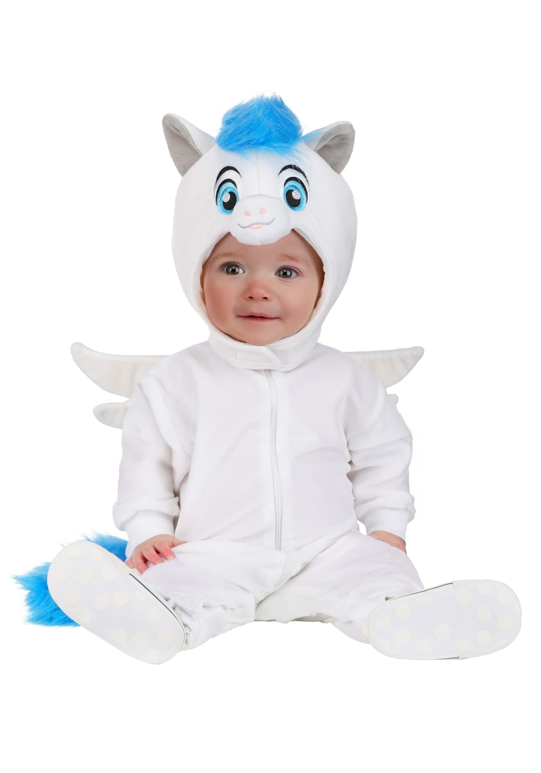 Infant Disney Hercules Pegasus Costume Baby White Jumpsuit with Hood Wings and Mane for H…