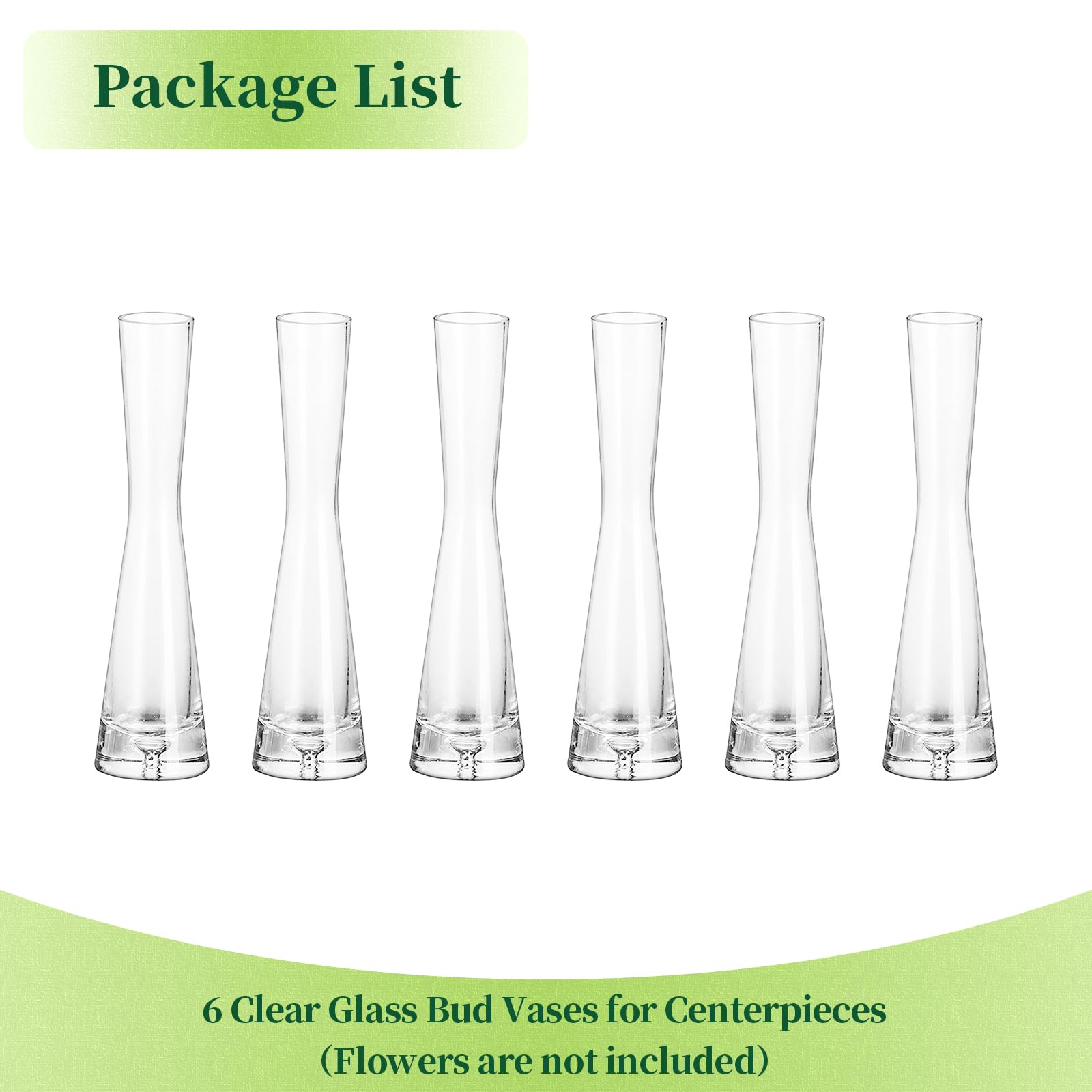 Hewory Set di 6 vasi per centrotavola in vetro, moderni e trasparenti, piccoli, piccoli, decorativi, minimalisti e sottili, per casa, matrimoni, eventi, decorazione da tavolo, 20 cm