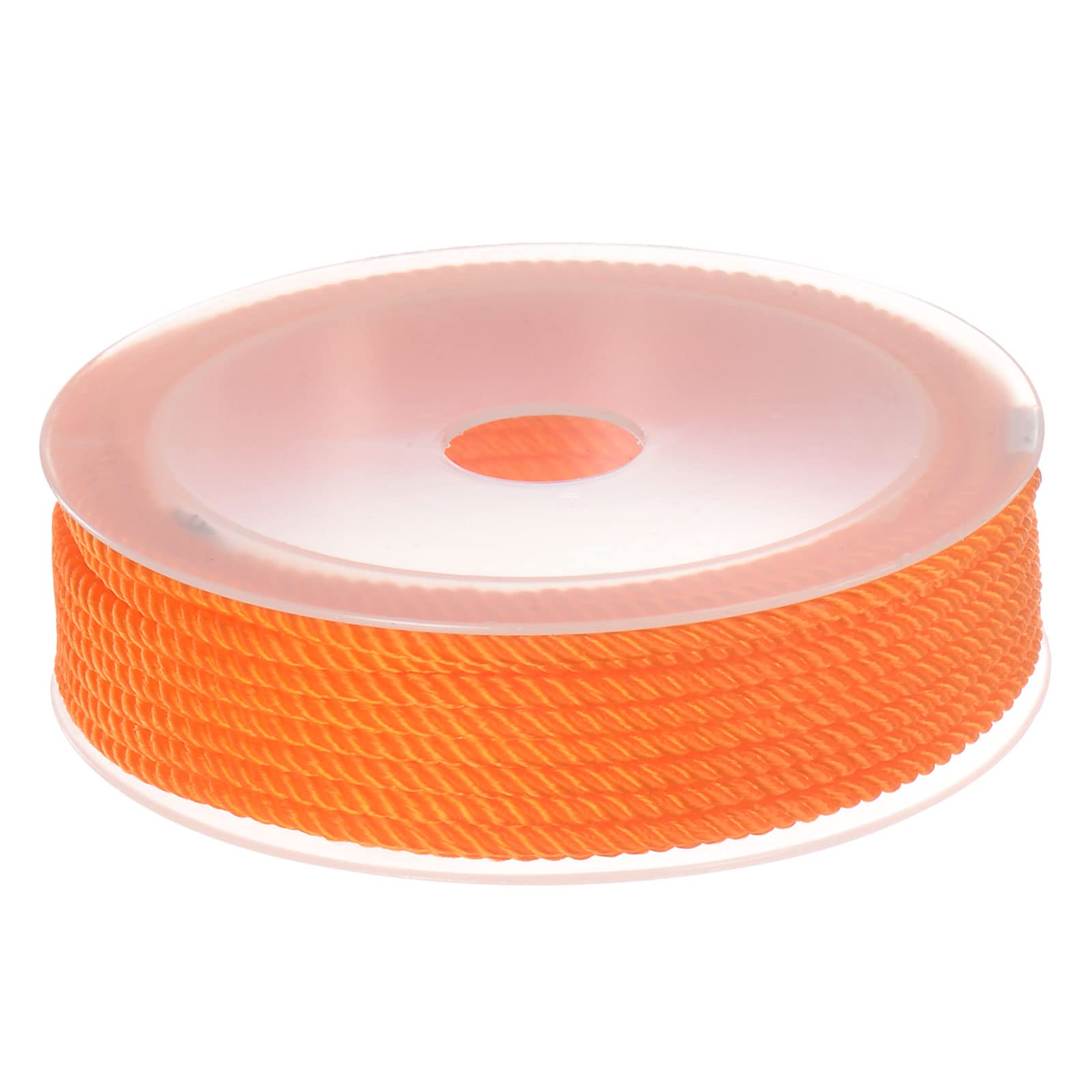 sourcing map Twisted Nylon Twine Thread Beading Cord 3mm 7M/23 Feet Extra-Strong Braided Nylon String for Crafting Bracelets Jewelry Making, Orange