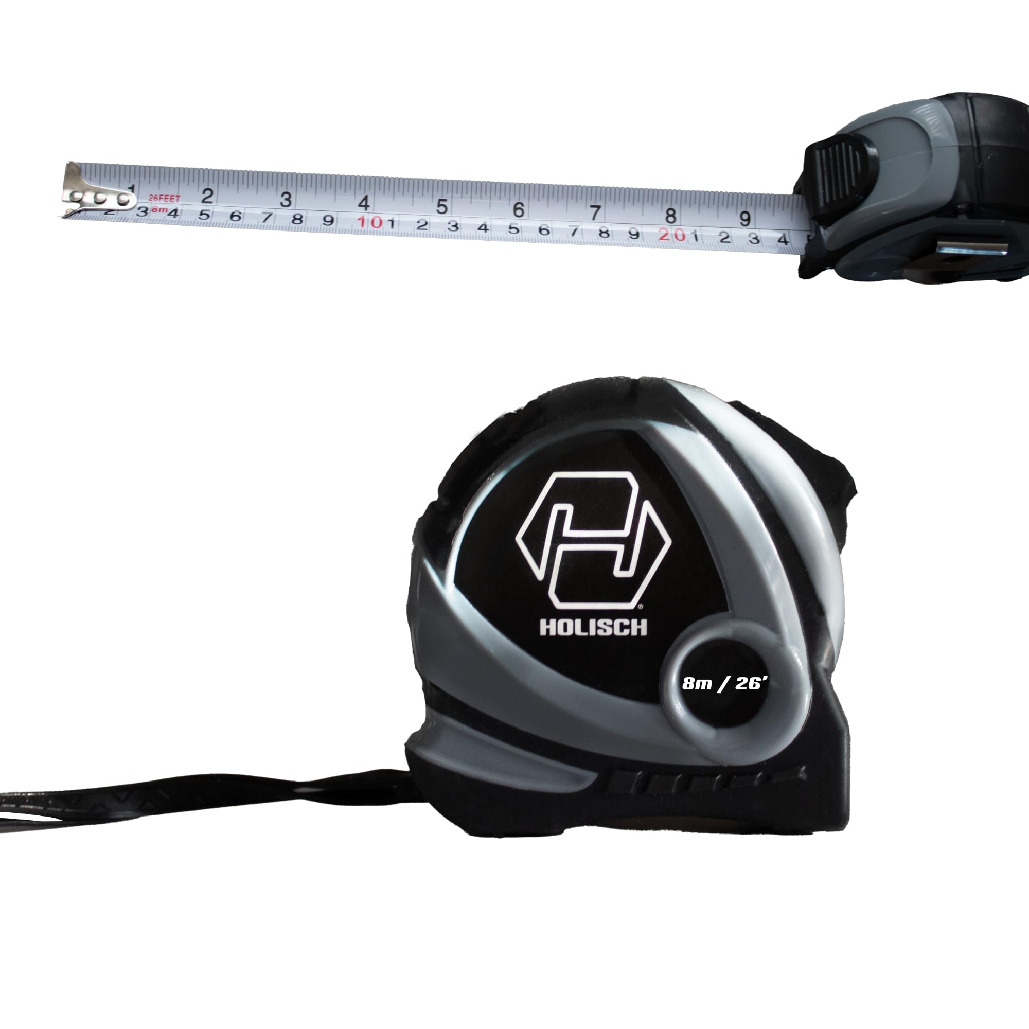 8m Tape Measure, Heavy Duty Nylon Coated Measuring Tape Imperial & Metric 8m Tape with Metal Belt Clip