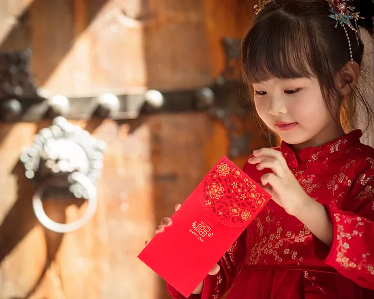 "Honbay 10PCS Chinese Red Envelopes Lucky HongBao Money Pockets, 17.7x8.5cm/6.97x3.35inch - Congratulations and Prosperity (Blessing)"