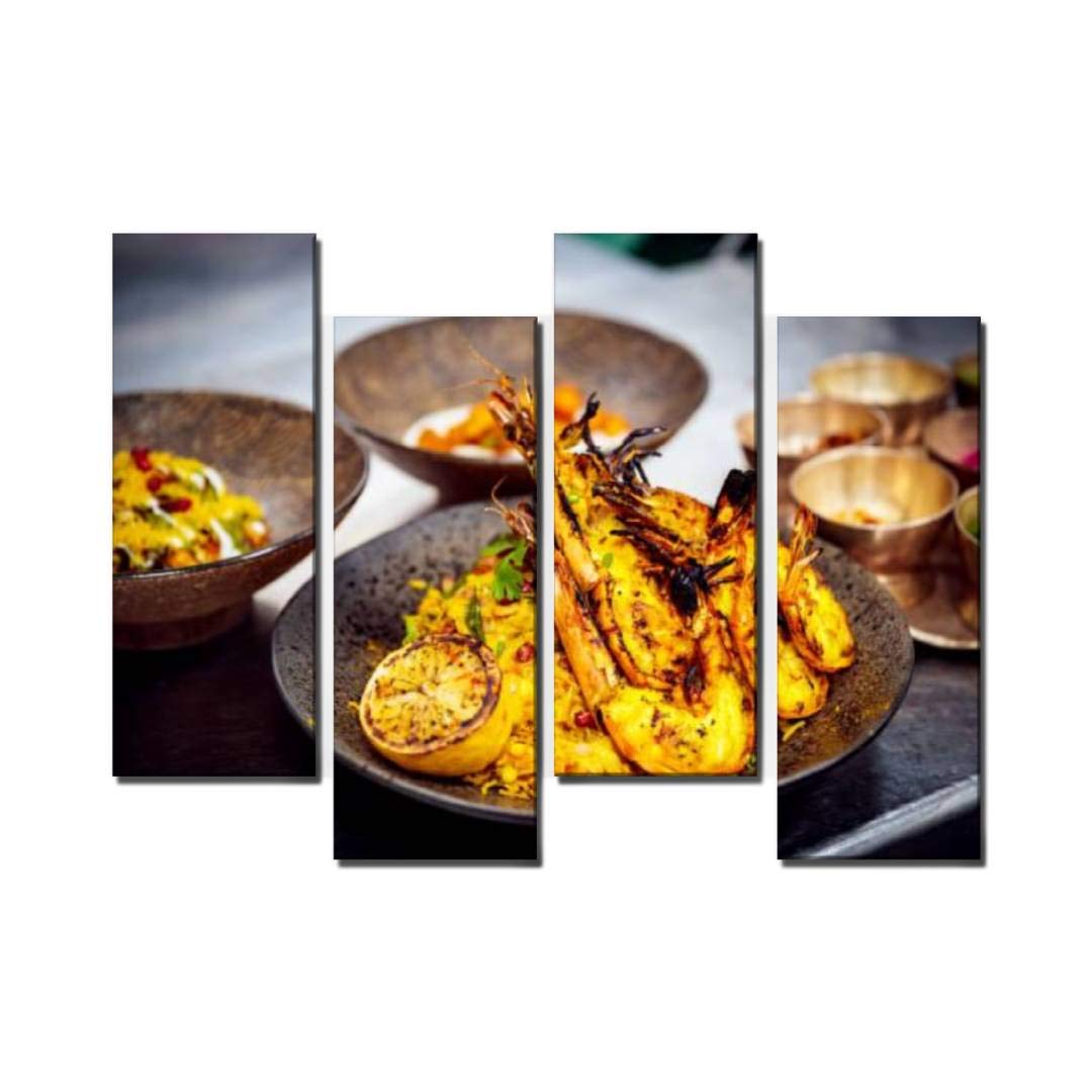 Wocatton King prawn biryani Ready to Serve Indian Food Stock Pictures, Wall Art Background Decor Pictures Print On Canvas Art Stretched and Framed Perfect Home Decoration