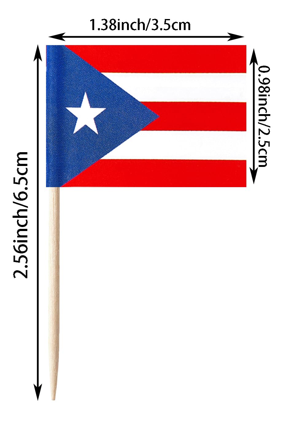 100 Bandierine Portoricane Con Stuzzicadenti – Mini Bandiere Puerto Rico Per Decorazione Torte, Cupcake, Cocktail, Feste A Tema - 4