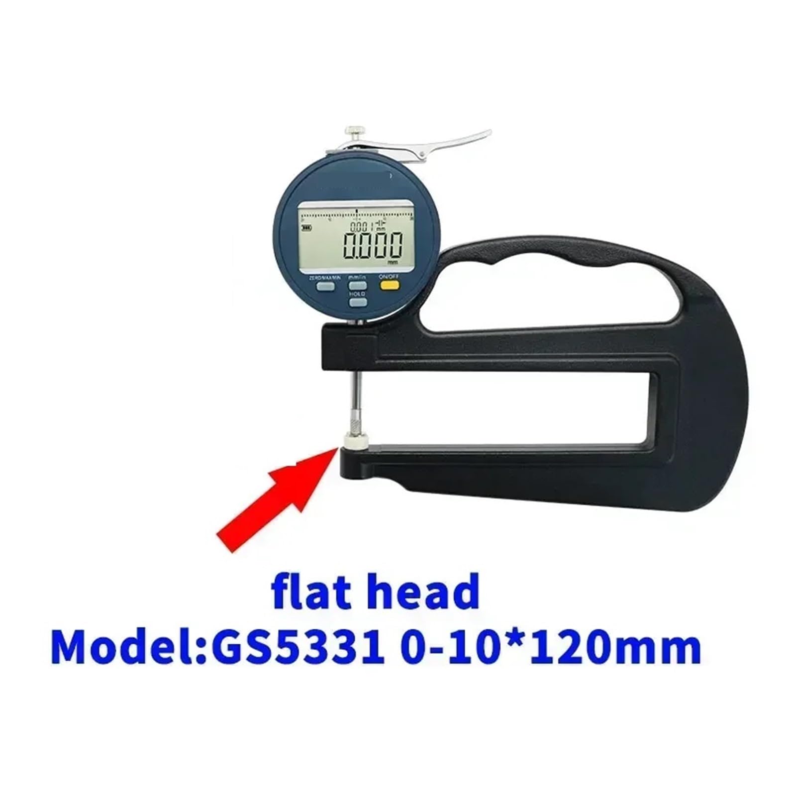 CHBMSS Digital Thickness Gauge 0.001mm/0-10mm Measuring Tools Cable Film Thickness Meter(Flat Head)