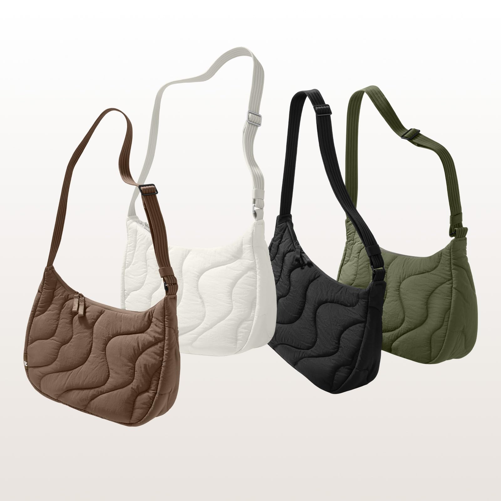 tomtoc 3,5L-9L Bolso Mujer Crossbody Bandolera Mujer Puffer, Bolso Bandolera Mujer Nylon Crescent Elegante, Hobo de Viaje con Correa Ajustable y Bolsillos Internos