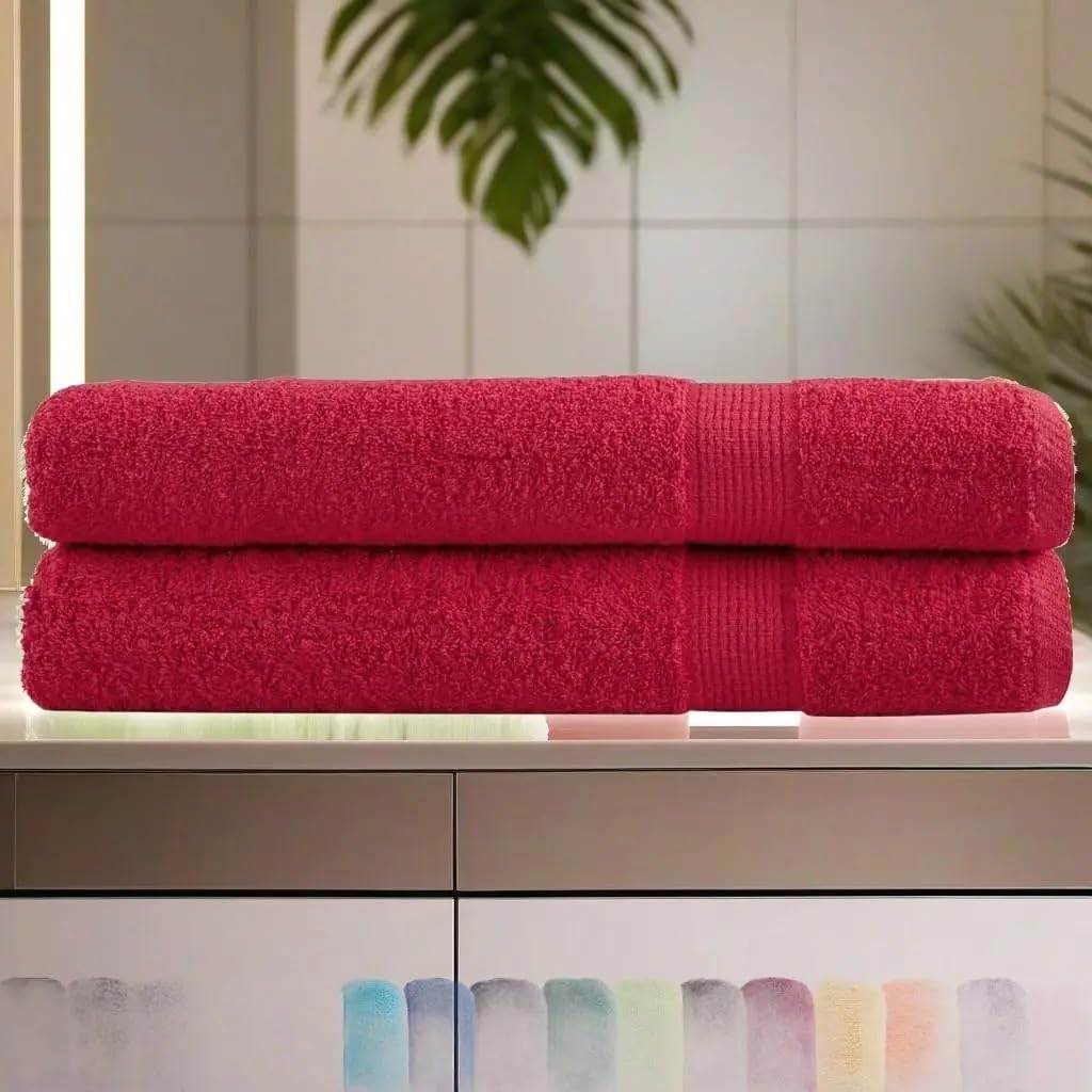 Genérico Toallas Baño Grandes,Bath Towels Juego de Toallas Rojas Premium (2 Unidades, extragrandes, 100 x 200 cm, 600 g/m²), Suaves y absorbentes