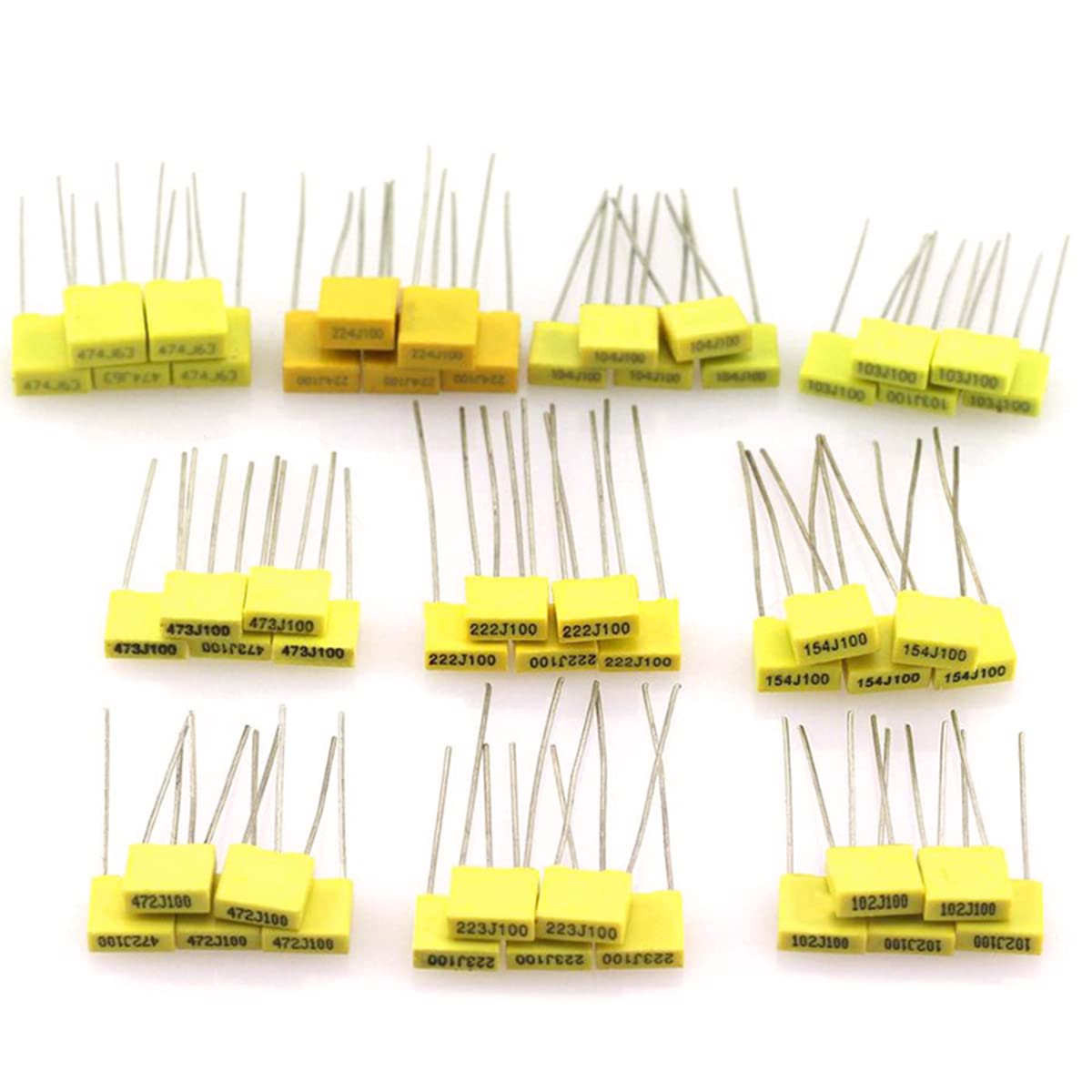 Lot de 240 condensateurs de boîte à film, condensateur en polyester 1NF-1UF, 24 valeurs MKT PET 63 V-100 V