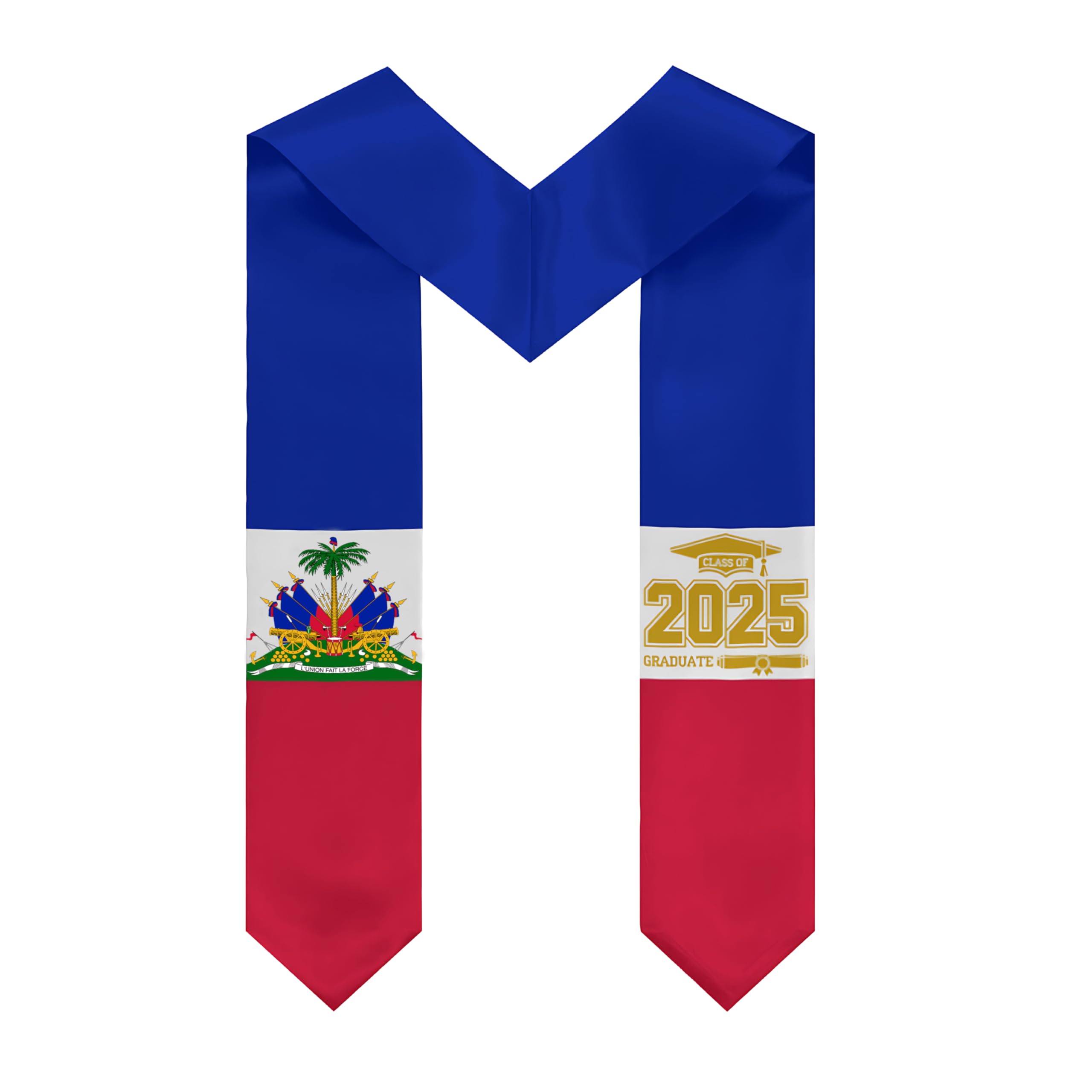 Haitian Graduation Stole Class of 2025 – Haiti Flag-Inspired Commencement Sash, V-Shape Design for High School & College Graduates, Pride Accessory for Graduation Day
