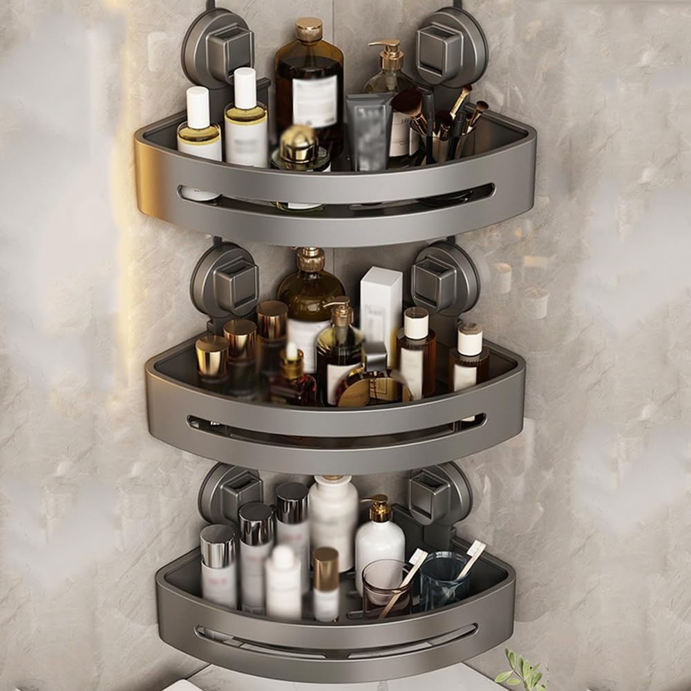 Shower Shelf Racks Shower Caddy Shelf Organizer Rack Bathroom Suction Cup Tripod Wall Mounted Shower Shelf for Inside
