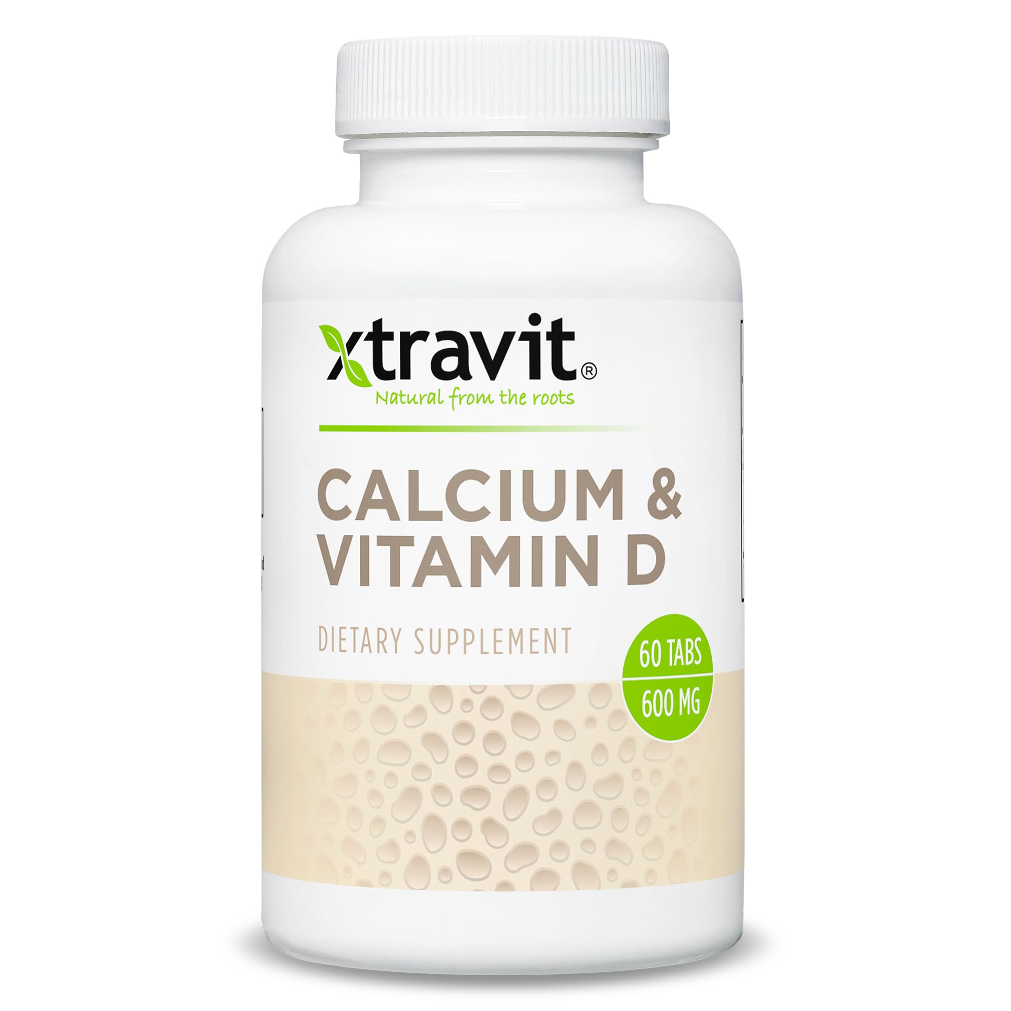Calcium Vitamin D Supplement Natural Vitamins for Men Women - May Support Bones Immunity Mood - Vegan Non-GMO