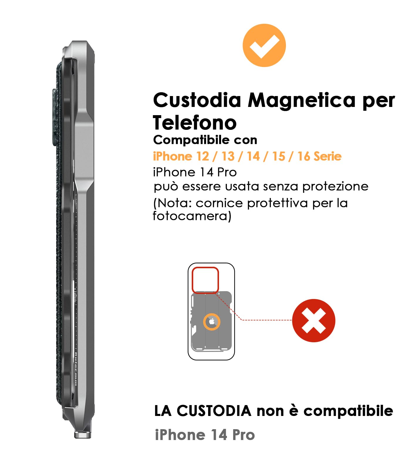 Aulumu G03 Custodia per carte da uomo | Compatibile con MagSafe | Multifunzionale Porta Carte con Fascia Elastica | Telefono Cellulare Supporto/Impugnatura | Apri Bottiglia |Schermatura RFID