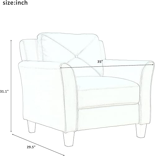 Miniatura 8 de UBGO Sectional 3 Piece, Contemporary Button Tufted Modular Loveseat, 1 Sofa and 1 Armchair for Living Room Apartment Furniture Set, Beige