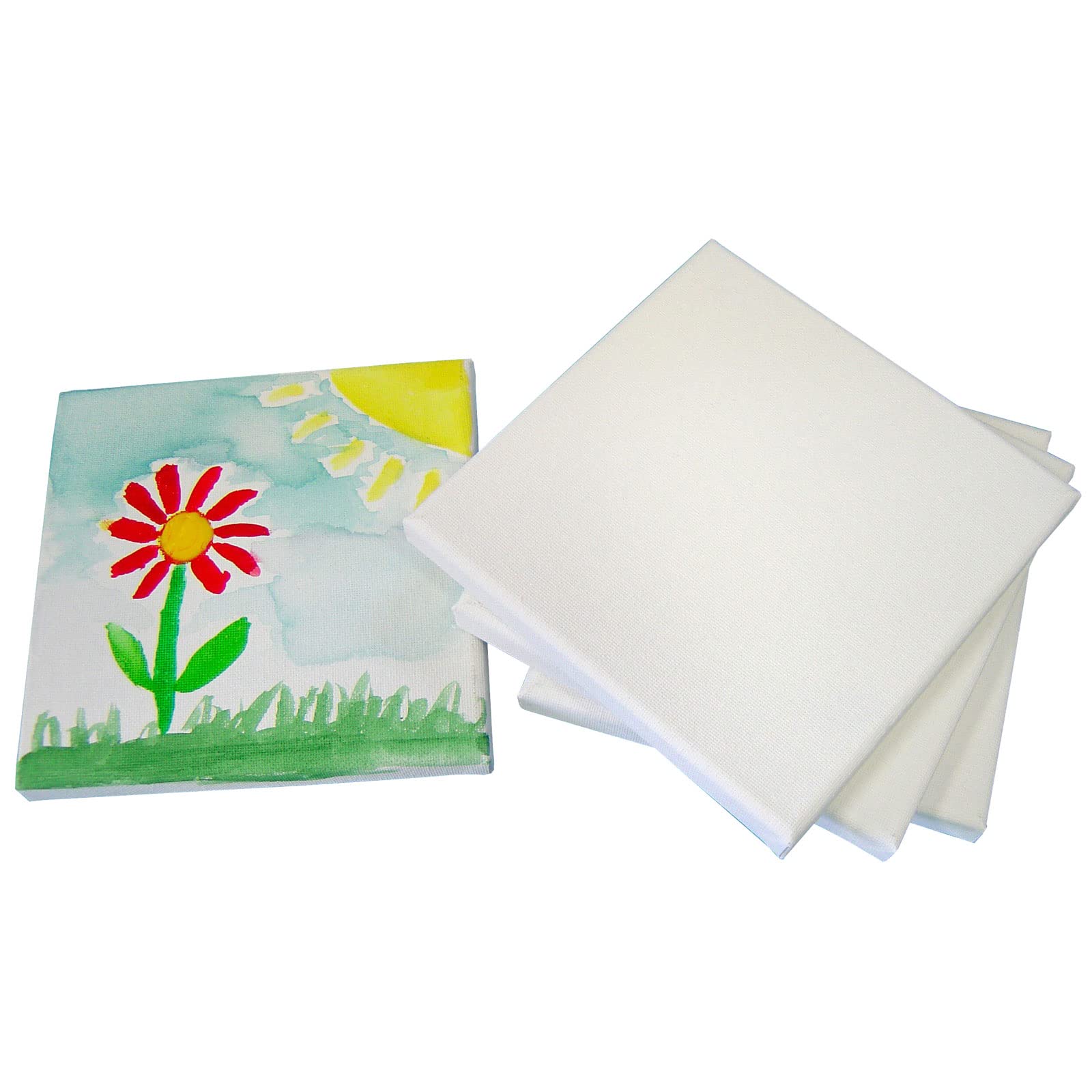Major Brushes White 1 X Primed & Stretched Painting Canvas 6" X 6" (15Cm X 15Cm) - Contains 1 Canvas