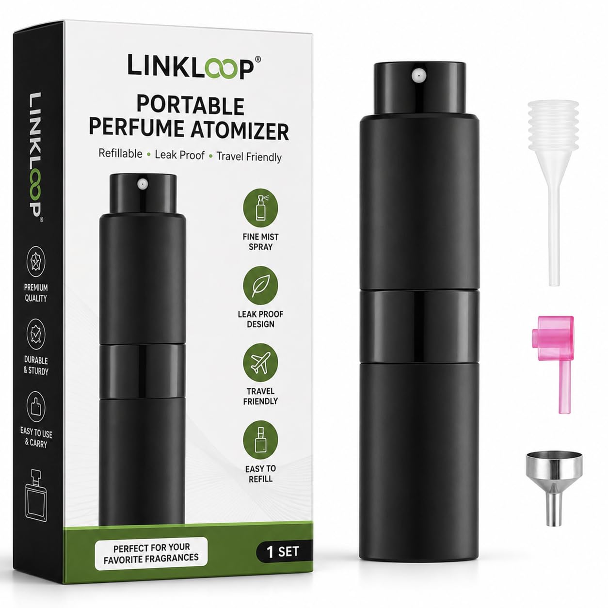 10ml Empty Perfume Bottle - Refillable Atomizer Spray, Portable Mini Pocket Travel Glass & Aluminum Dispenser With 3 Types of Refill Pump - Matte Black-image-25